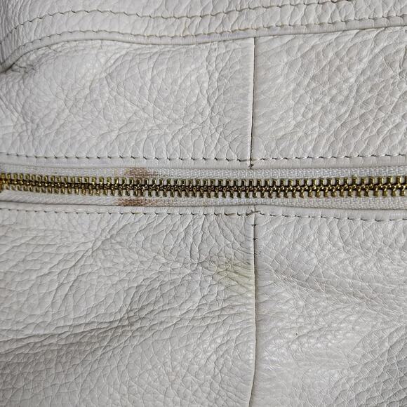CYNTHIA ROWLEY XL Ivory/Brown Pebbled Leather Convertible Satchel/Shoulder Bag - Picture 12 of 16
